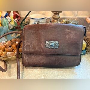 Vintage Fossil Brown Leather Crossbody Bag